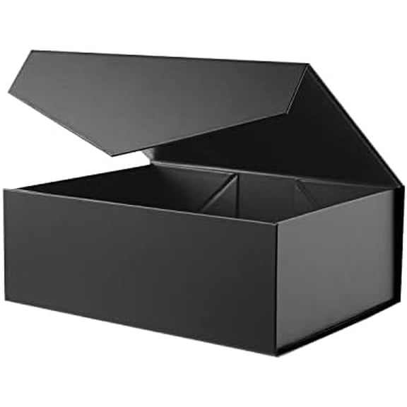 Gift Box 10.5x7.7x3.8 Inches With Magnetic Lid, Collapsible Groomsman Box (Matte Black)