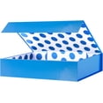 thumbnail image 1 of Gift Box 11x7.8x2.3 Inches, Blue with Lid for Presents, Magnetic Shirt Boxes Clothes (Glossy Metallic Blue, Polka Dot Design Inside), 1 of 4