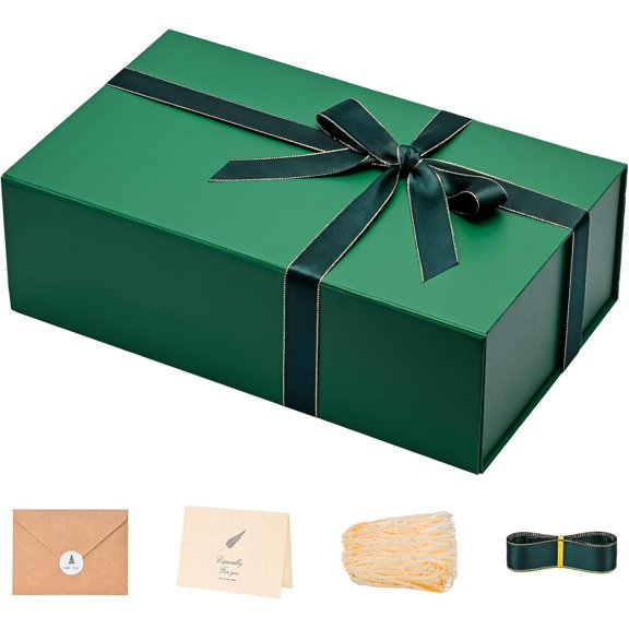 Gift Box 13.5''x10''x4'' Large Gifts Box with Magnetic Lids Black Gift Boxes for Mom Gifts Contains Card, Ribbon, Filler Mother's Day