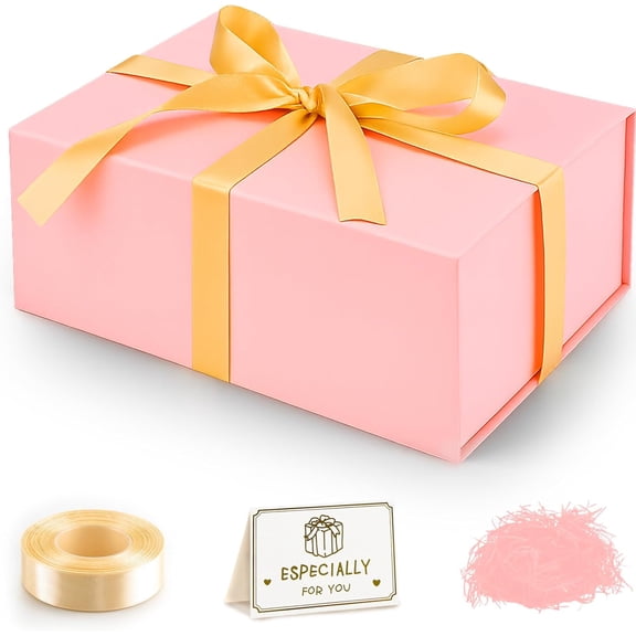 Gift Box, 13.8x9.5x4" Gift Boxes with Closure Lids for Presents Groomsman Proposal Box, Large Magnetic Gift Box for Wrapping Gifts, Christmas, Birthday Proposal Gift, Contains Card, Ribbon, Filler,XL