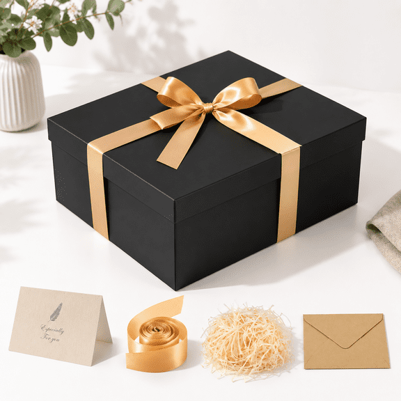 Gift Box 16.5x13x5.5 Inches Large Black Boxes With Lids For Presents