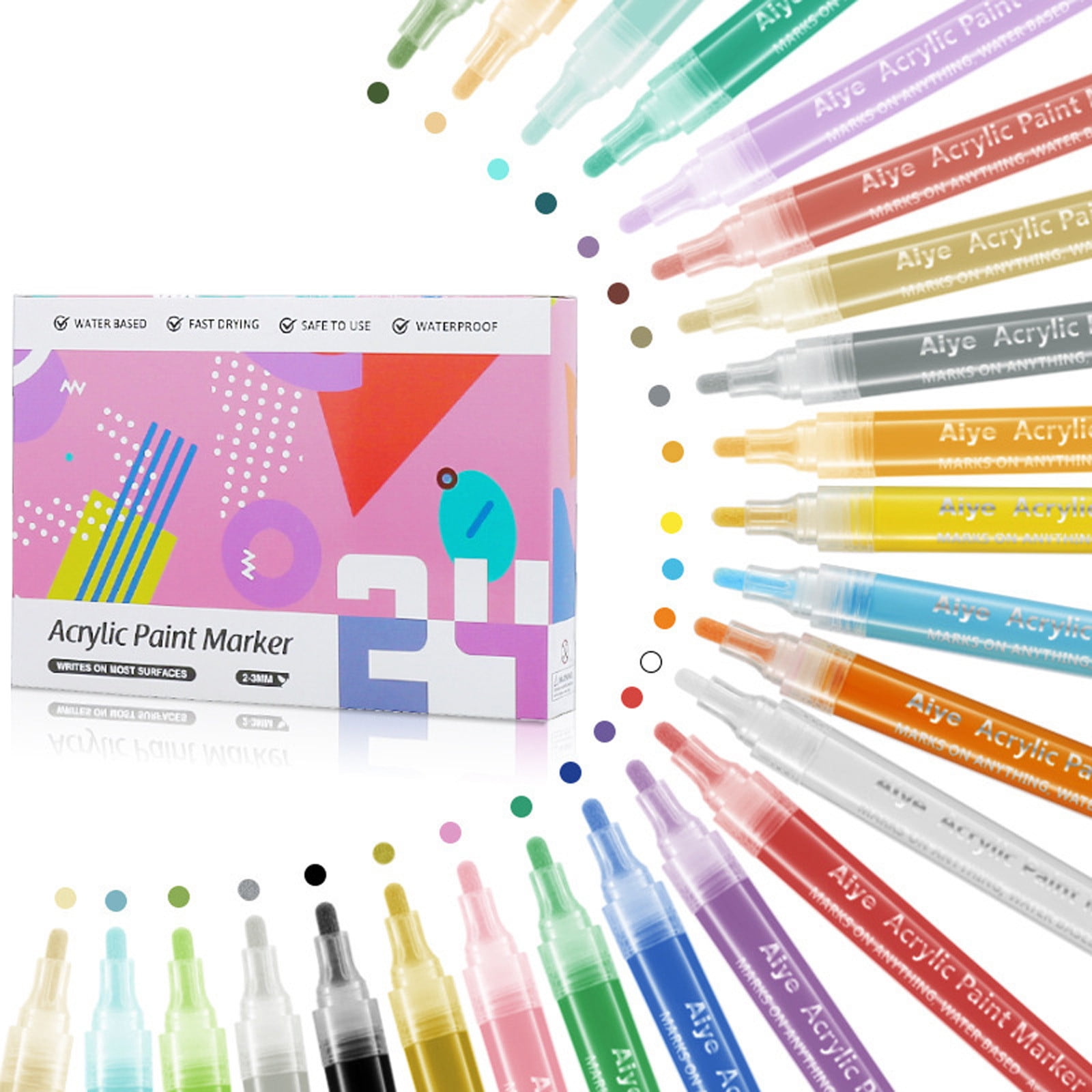 Gift Box : 24 Premium Watercolor Brush Pens, Highly Blendable, No