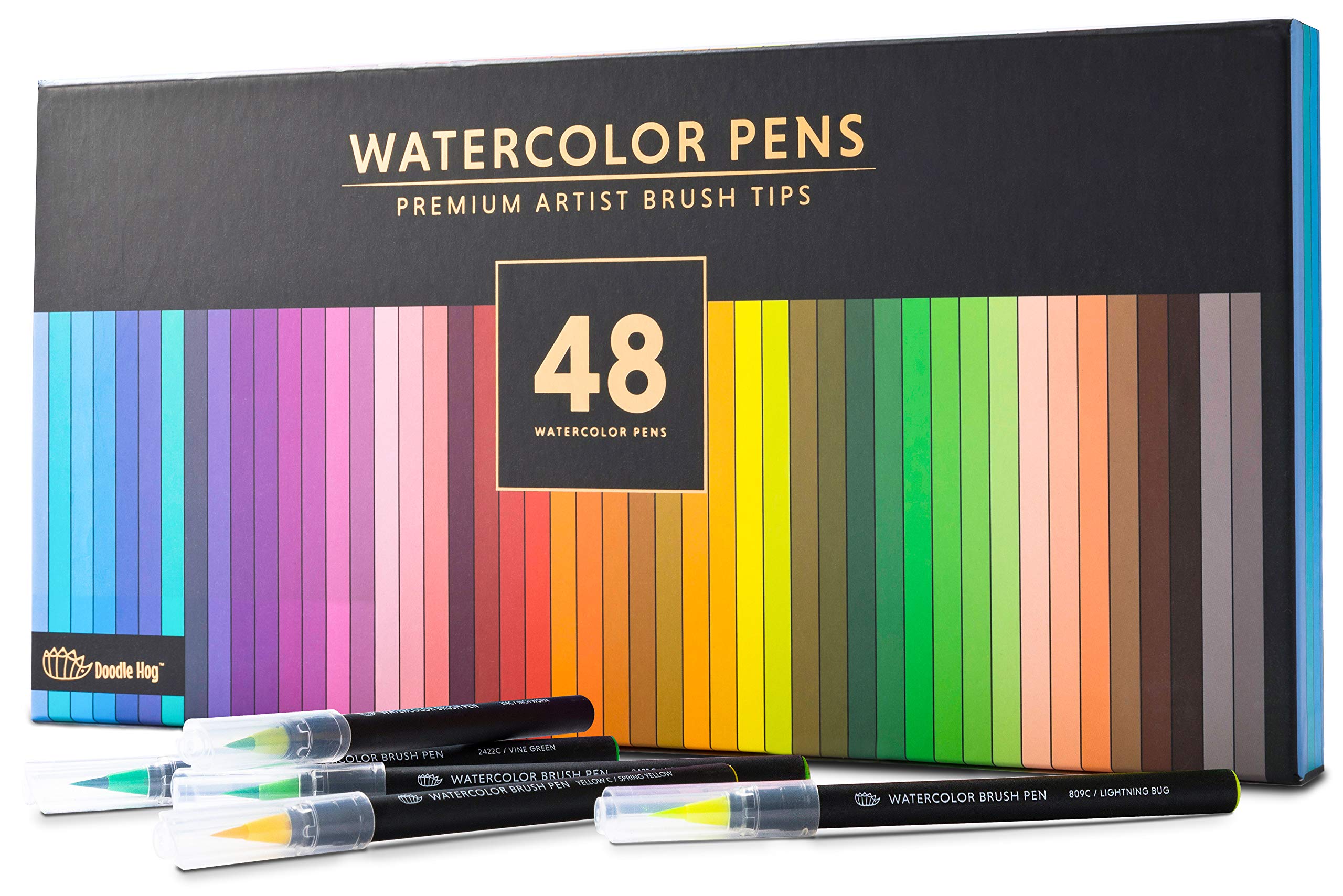 Gift Box : 48 Premium Watercolor Brush Pens, Highly Blendable, No Streaks,  Water Color Markers, Unbelievable Value, Water Brush Pen, for Beginner to