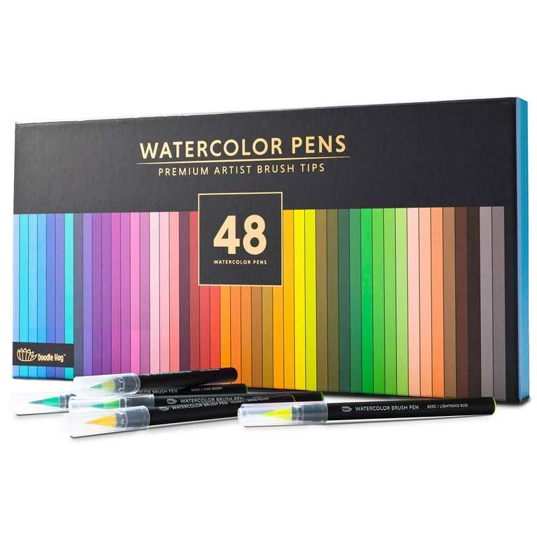 Gift Box : 48 Premium Watercolor Brush Pens, Highly Blendable, No Streaks,  Water Color Markers, Unbelievable Value, Water Brush Pen, for Beginner to