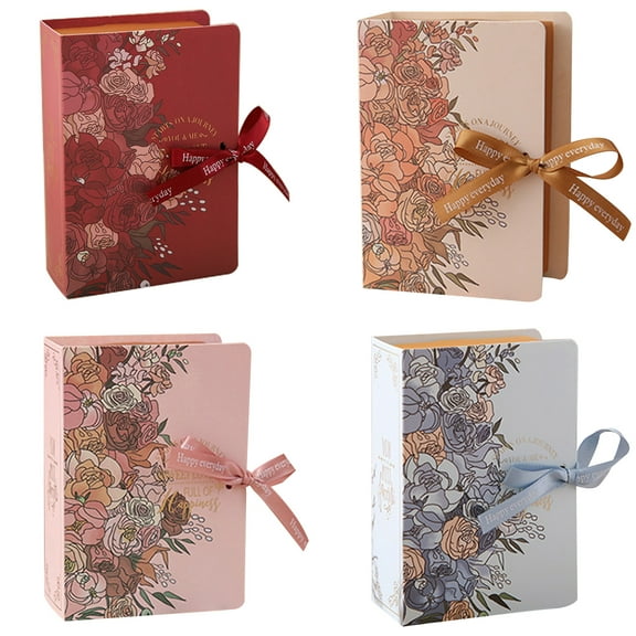 Gift Box with Bowtie - 10Pcs Book Shape Gifts Package Box Clear Print Paper Wedding Favor Present Package Box for Marriage Proposal Birthday Party Christmas Any Surprise Event