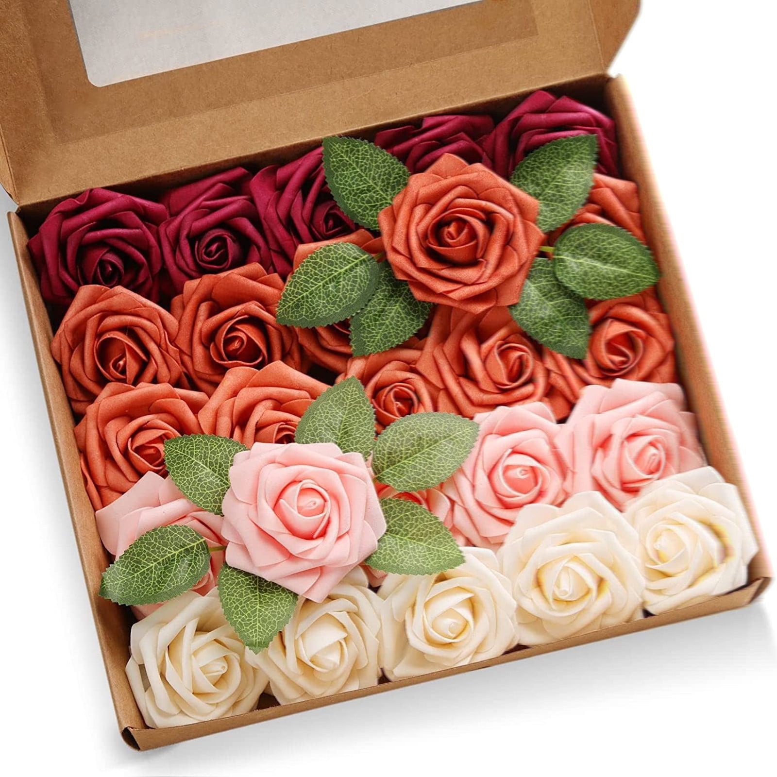 YGUO Gift Box Containing Foam PE Rose Artificial Flower with Stem and ...