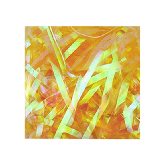 Gift Box Filler Raffia Shredded Paper Yellow Iridescent Gift Wrap Packaging Embellishments for Birthday Wedding Party Decorations 3mm Shreds Plastic Filling Material