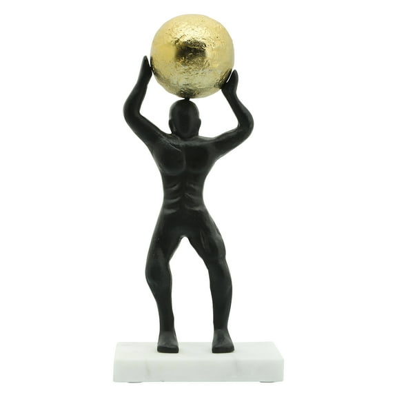 Gift Box Go Sculpture Male 13" Black and Gold Metal Home Decorative