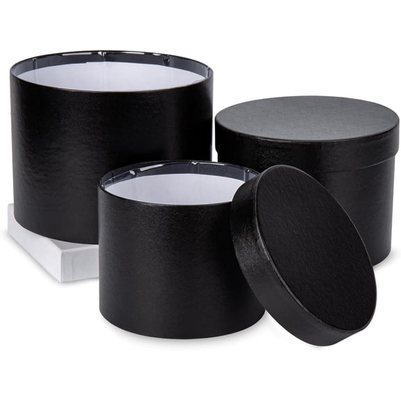 Gift Box Round Gift Boxes with Lids Plastic Liner Set of 3 Nesting Gift Boxes for Presents Assorted Sizes Flower Boxes for Arrangements Birthday Wedding Bridesmaid Graduation Party Gift Bags