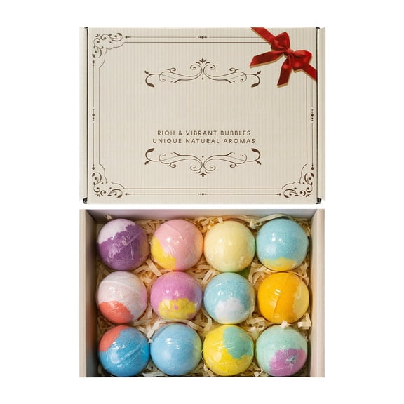 Gift Box Set Of 12 Scented Bath Bombs For Relaxation