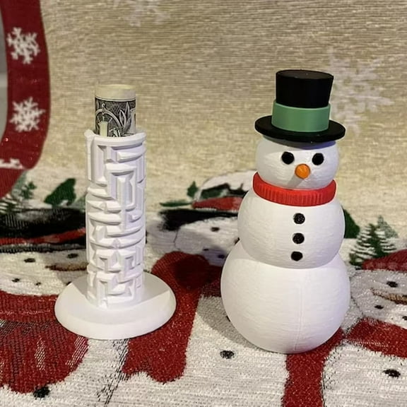 Gift Box Snowman Puzzle Box With Hidden Compartment Christmas Coin Gift Box for Money Holiday Present for Kids Teens Adults(White,1Pcs) Rkxzt