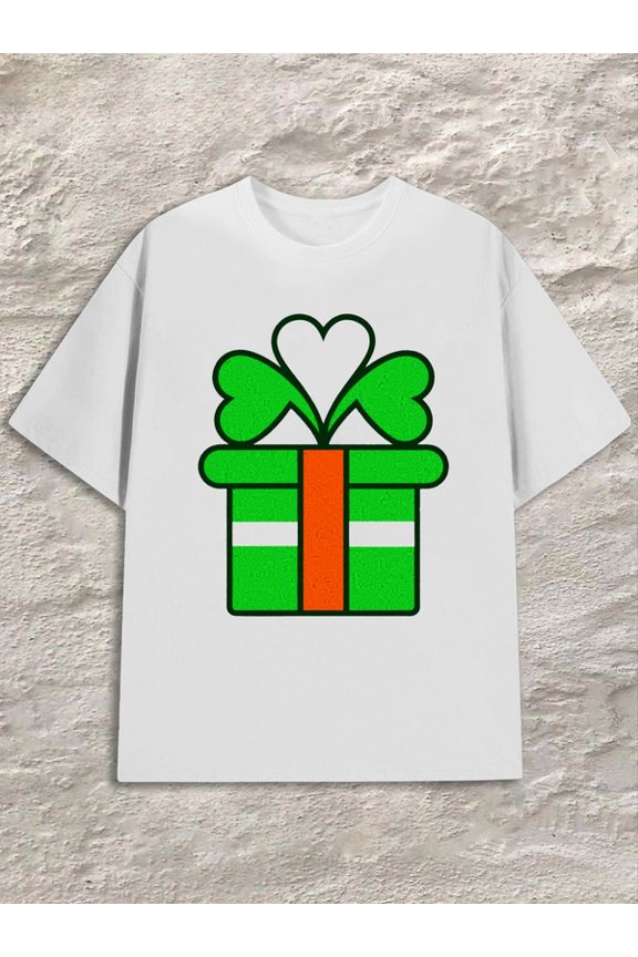 Gift Box Tee mens white New spring and fall printed T-shirts, fashionable and trendy Funny Unisex Shirt Printed tshirts Vintage Unisex Shirt Graphic tshirts