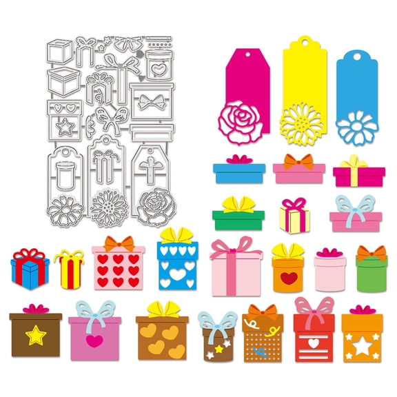 Gift Box Themed Cutting Template Floral Pattern Decorative Embossing Template