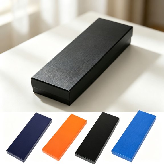 Gift Box Tie Storage Container Scarf Packaging Case with Removable Cover for Accessories and Organization 10x4 Inch Black