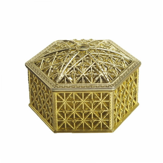 Gift Box Wedding Plated Plastic Favor Case Candy Snack Storage Box for Party gold hexagon