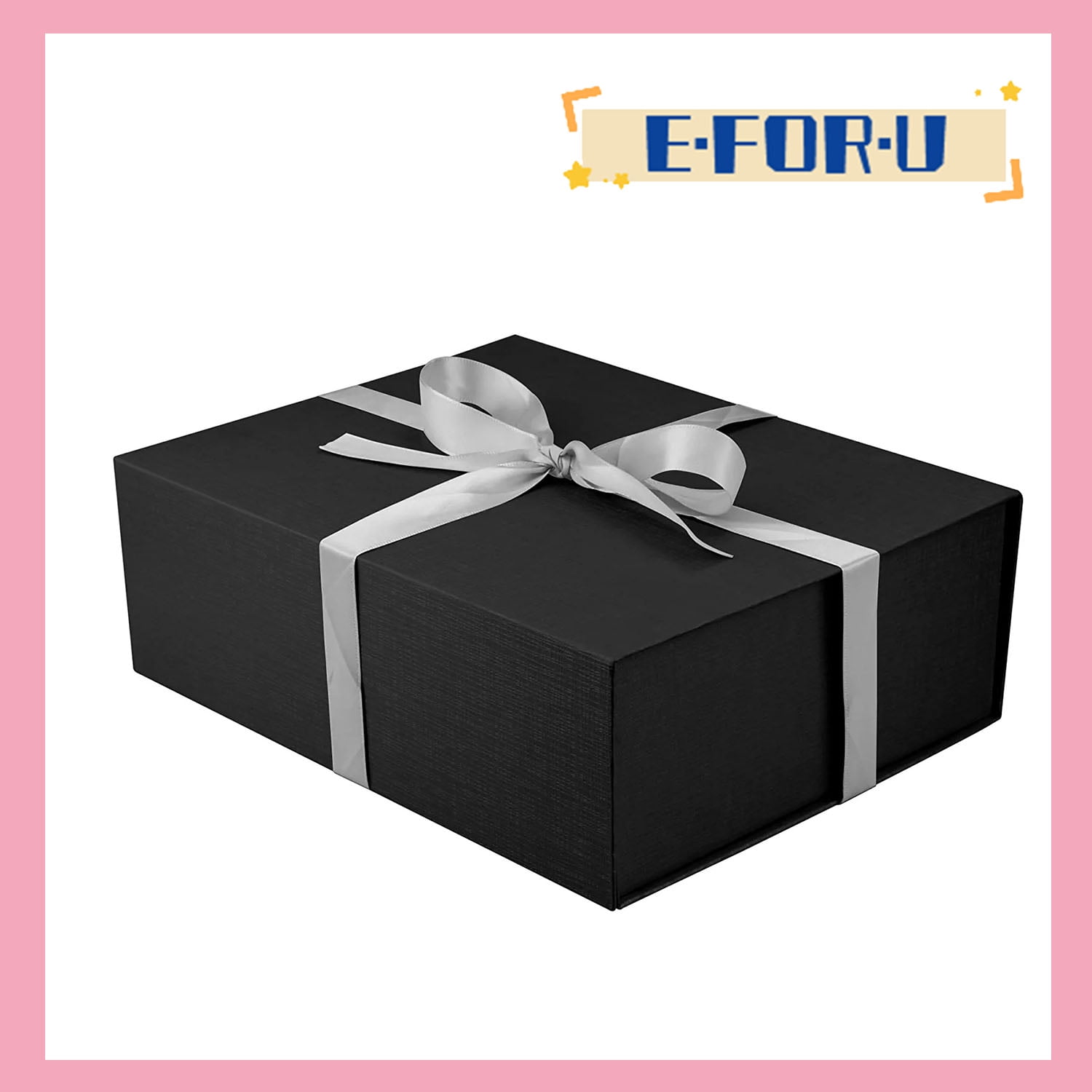 Personalised White Round Gift Box With Black Ribbon Bow 