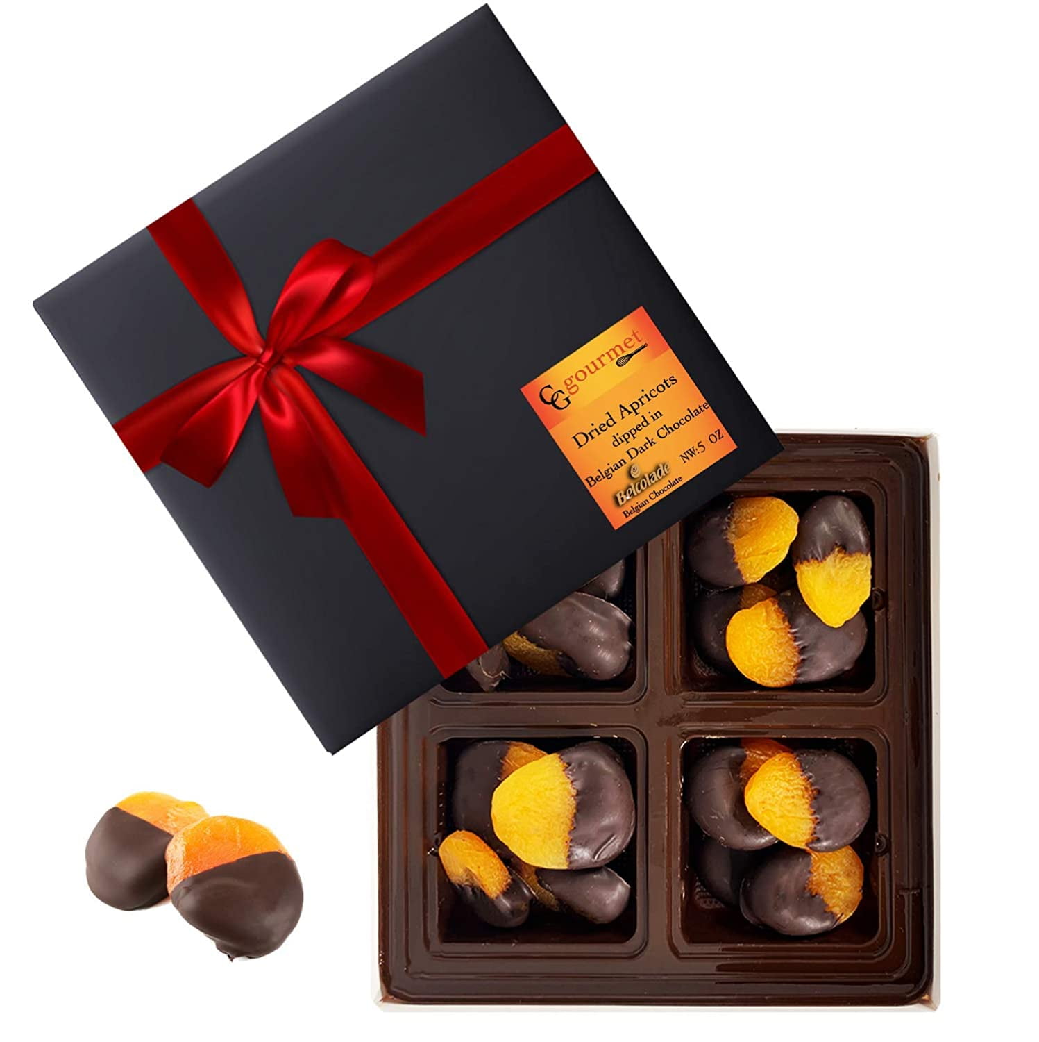Gift Box of Dried Apricots dipped in Belgian Dark Chocolate