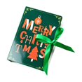 thumbnail image 1 of Gift Box with Lid Book Shaped Christmas Treat Box Green Satin Bow 1 Pack for Holiday Favors Party Treats Gifting, 1 of 8