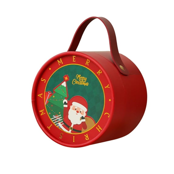 Gift Box with Lids and Handle Round Gift Boxes Cylinder for Presents Christmas Valentine Mom Gifts Present Wrapping (Red)