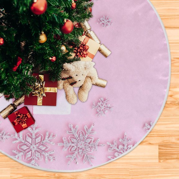 Gift Box with Pink Bows Christmas Valentine Christmas Tree Skirt Opening Design Floor Mat Holiday Decor 47 inch