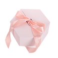 thumbnail image 1 of Gift Box with Ribbon Hexagon Paper Flowers Packaging Case with Lovely Rabbit for Valentines Day-Pink, 1 of 8