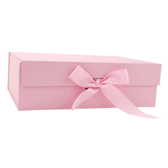 Gift Box with Ribbon Reusable with Lids Decorative Box Large Closure Storage Box for Keepsake Bridemaid Gifts Birthday Party Pink