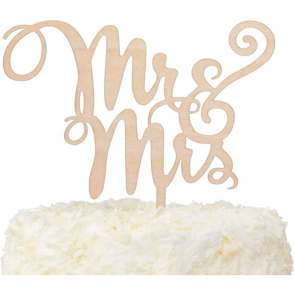 Gift Boxed Wooden Mr and Mrs Cake Topper for Rustic Wedding Decoration