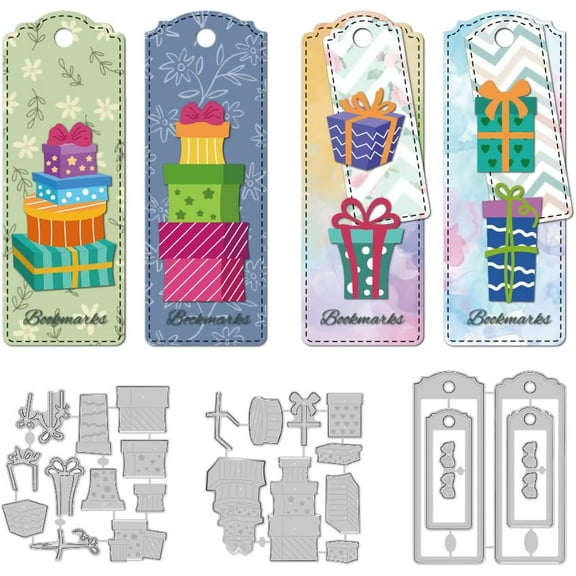 Gift Boxes Bookmarks Cutting Dies Card Making Die Stencil Metal Die Cuts Card Scrapbooking Embossing Template Dies for Greeting Cards Craft Album Invitation Festive Birthday Decor