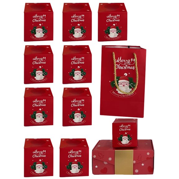 Christmas Boxes and Bags Set, Xmas Candy Containers, Bouncing Cases for Holiday Presents and Wedding Favors