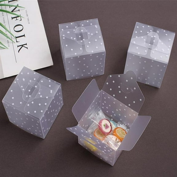 Gift Boxes, Clear Plastic Favor Box, 50 Pcs Transparent, Small, Square, Storage Bins, Empty Boxed Containers, Wedding, Party, Birthday Present, Candy, Cookie, Cupcake, Jewelry