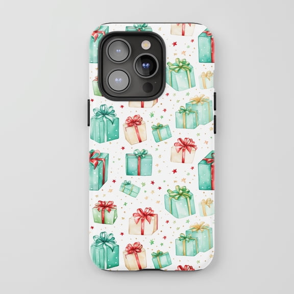 Gift Boxes For All iPhone Series Tough Phone Case Watercolor Holiday