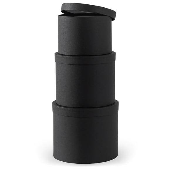 Gift Boxes With Lids - Set Of 3 Circular For Flowers Bouquets Arrangements Black Cardboard Cylinder Box Roses Decor And Special Presentations Paper Mache Design