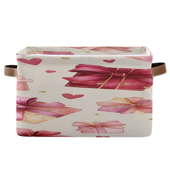 Gift Boxes with Bows Hearts Valentine Square Storage Bins with Handles Collapsible Containing Box 1 Pack