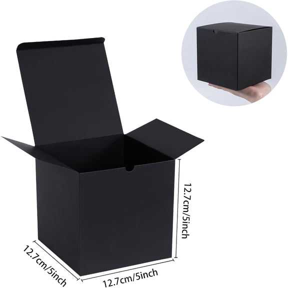 Gift Boxes with Lid 5x5x5 inches 50 Pack Black Paper Gifts Boxes Large Boxes for Presents, Bridesmaid Proposal, Wedding, Birthday