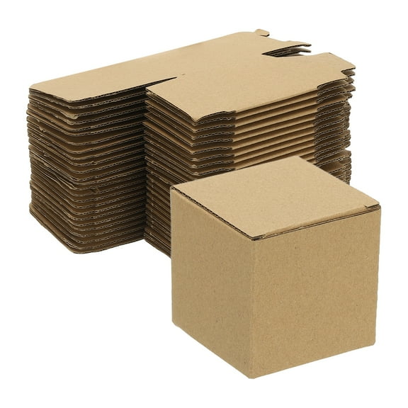 Uxcell Gift Boxes with Lids, 25Pcs 2x2x2 inch Paper Boxes Kraft Light Brown