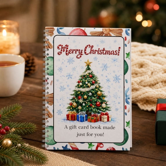 Gift Card Book,5x7 Spiral-Bound Merry Christmas Gift Cards Books Holder,DIY Personalized Xmas Gifts for Family,Friends,Students Christmas Gift Card Booklet