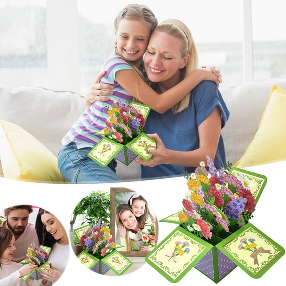 Gift Cards ZKCCNUK 3D Paper Up Bouquet Cards Bouquet Cards 3D Paper Flower Bouquet Greeting Card Gift For Female Boss's Best Friend Mother's Parents' Birthday Anniversary Clearance