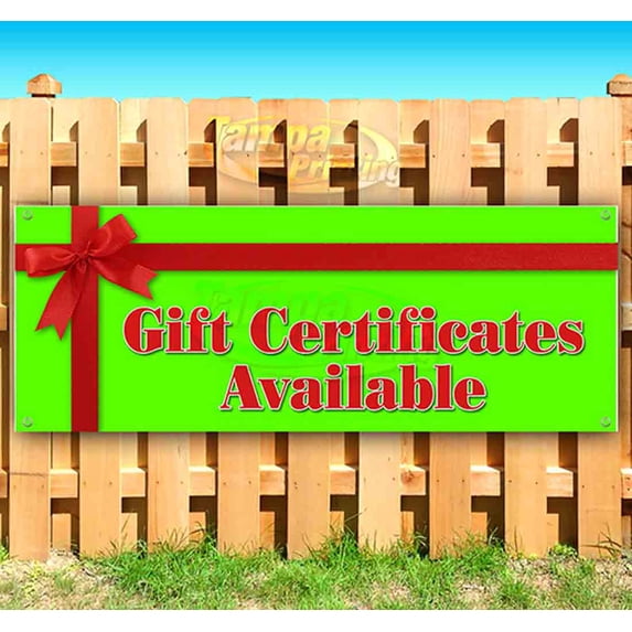 Gift Certificate Available 13 oz Vinyl Banner With Metal Grommets