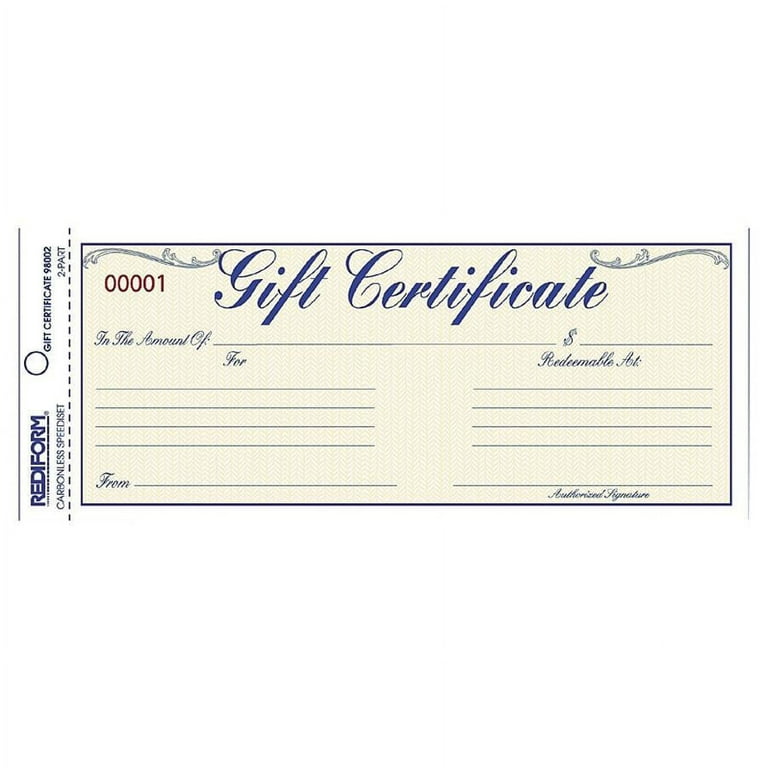 Gift Certificates with Envelopes, 8.5 x 3.67, Blue/Gold with Blue Border, 25/Pack Gift Certificates with Envelopes, 8.5 x 3.67, Blue/Gold with Blue Border, 25/Pack