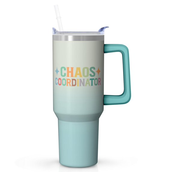 Gift for The Chaos Coordinator In Your Life - 40 Oz Tumbler with Straw, Insulated Stainless Steel Cup, Funny Coffee Mug for Boss, Coworker, Teacher, Nurse, Mom, Wife