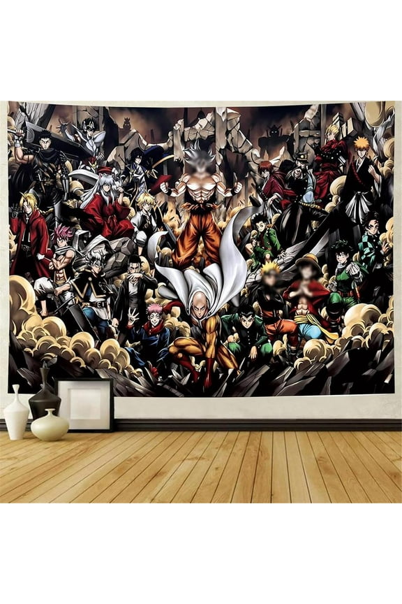 Gift Colorful Bedroom Inch TapestryJapanese Anime Poster Tapestry - Full Family Heroes 1 Piece Decorative Set Large Wall Art Background, Birthday Decoration, Merchandise, Gifts