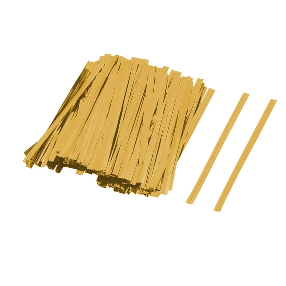 Gift DIY Candy Biscuit Bag Lollipop Packing Sealing Twist Ties Gold Tone 300pcs