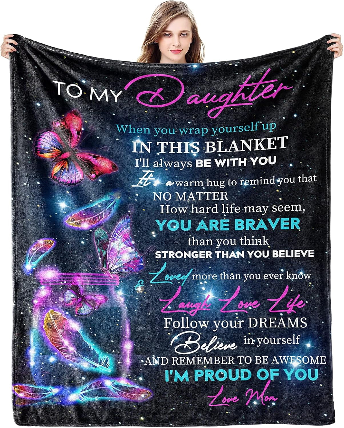 Gift for My Daughter Blanket from Mom as Birthday Present I Love You ...