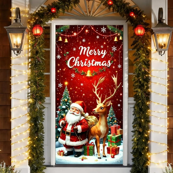 Gift YZEGDCH Door Curtains for Doorway Privacy, Photo Background Door Decoration, Xmas Hanging Banner Background for Home Holiday Christmas Decoration, Gifts for Family Friends
