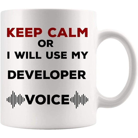 Gift Design Developer Mug Coffee Cup - Keep Calm or I Use My Voice Web Java Software Code Programmer Funny World Gift Mom Dad 27387
