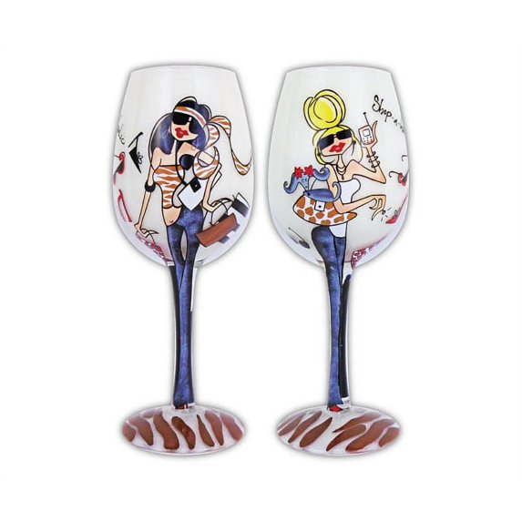 Gift Essentials 15 oz. Shop A Holic Wine Glass