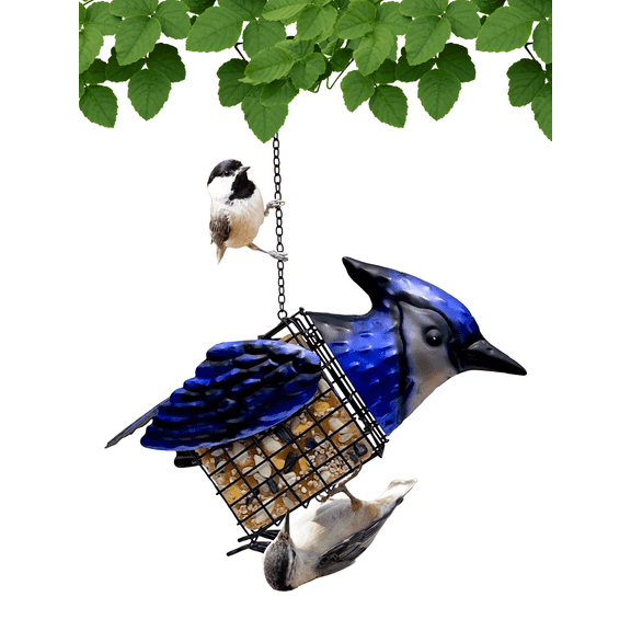 Gift Essentials Bird Feeder Bird Seed Suet Feeder Blue Jay, 1 Suet Cake Capacity