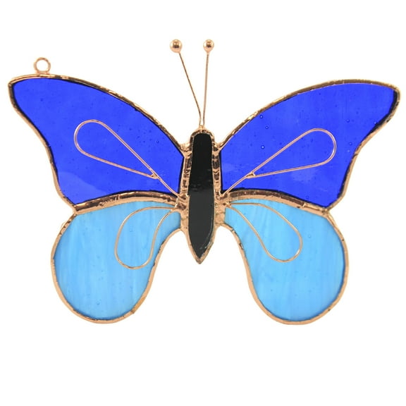 Gift Essentials Blue Butterly Suncatcher - One Sun Catcher 4.5 Inch, Glass - Stain Glass Colorful Ge153