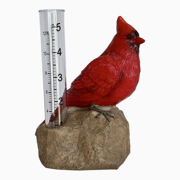 Gift Essentials Cardinal Rain Gauge, Resin Garden Statues, Outdoor Decor