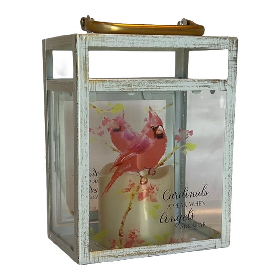 Gift Essentials Cardinals Appear Small Lantern, LED Decorative Lantern
